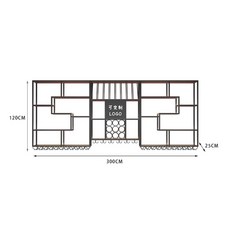 벽걸이 냉장고 디스플레이 큐리오 캐비닛 바 선반 가구 쇼케이스 상점 와인 거실 유리실, 300cm 1