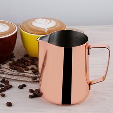 커피 Frother 주전자 우유 골드 Frothing 아트에 대한 스틸 카푸치노 로즈 붓는 라떼 컵을 스테인레스 투수 600ml, 1개