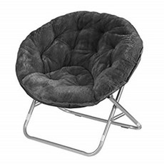 Urban Shop Faux Fur Saucer Chair with Metal Frame One Size Black, 단일상품