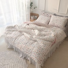 루엘 면 극세사 Q 차렵이불+베개 세트