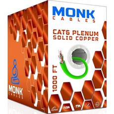 몽크 케이블 | CAT6 플레넘(CMP) 1000피트 벌크 이더넷 케이블 | 100% 순수 구리 | 550MHz 23AWG UTP | 최다 인증 | Fluke 테스트 통과 |, 녹색