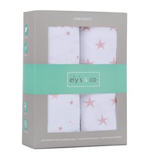 Ely's & Co. Crib Sheet - Toddler Bed Sheet 100% Je Ely's & Co. 모두용 침대 시트 - 여아용 모두용 침대 시트 100% 저지 면 2, 1개, 더스티 로즈