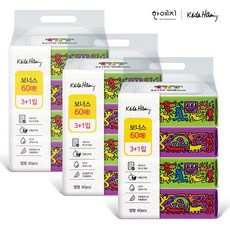 한예지 키스해링 PLAY 물티슈 캡형 60매 (3+1)입 3팩, 1