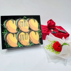 러블리팜 명품 용돈 선물 한우 + 보자기 + 태슬 + 비누꽃 한송이 카네이션 세트, 망고+한송이카네이션세트, 레드