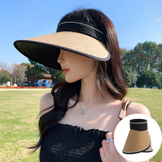 에이필미 심플한 여성 라탄 모자 햇빛 차단 여름 돌돌이 썬캡