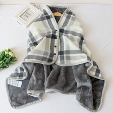 목도리 담요 사무실 에어컨 담요 낮잠 망토 소파 담요 후리스 블랭킷, 회색 격자  80 x 130
