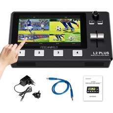 필월드 L2 플러스 멀티 카메라 비디오 믹서 스위처 5.5인치 LCD 터치스크린 PTZ 컨트롤러 크로마 키 4 HDMI 입력 USB3.0 출력 형식 실시간 프로덕션 라이브 스트리밍, 1개