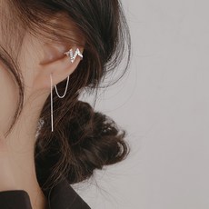 독창적 디자인 감각 스위트 하트 뛰다 귀걸이체인 일체 클립귀걸이 드롭귀걸이 악세사리 여성 웨이브