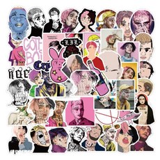힙한스티커 스티커랜덤팩 노트북꾸미기 50 pcs 래퍼 릴 Peep 낙서 방수 스케이트, 50pcs 원피스