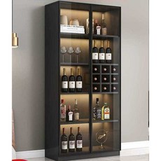 우디스 800 3단 사각프레임 장식장 술장 위스키 양주 진열장 블랙프레임_월넛 상품 이미지