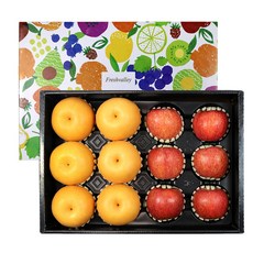 Freshvalley 배 & 사과 혼합 선물세트 5.5kg ( 사과 6 + 배 6 ) | 설 추석 명절 선물 차례 제사 과일 | Pears & Apple Gift Set, 1세트