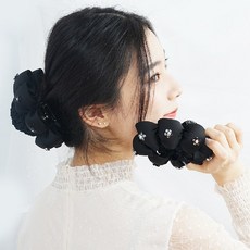 이쁨달다 플라워쿠션 큐빅머리망 올림머리 간호사 승무원 행사머리 큐빅 파티머리