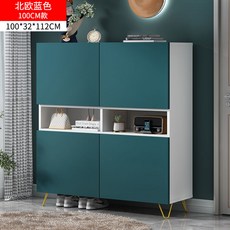 식변장 찻물장 술장 일체 가정용 거실 벽 저장물 수납장 주방 찬장 현관장, 100cm 북유럽 블루-모조 페인트 접기 쌍문