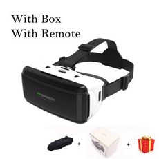 VR Shinecon Viar 가상 현실 안경 3D 아이폰 안드로이드 스마트 폰 스마트폰 헤드셋 헬멧 고글 투구 비디오 게임, 4) With Box With Remote, 1개