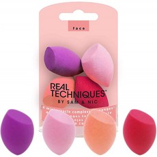 Real Techniques 미니 미라클 컴플 렉션 스펀지 메이크업 블렌더 뷰티 스펀지 4 개 세트, 단일상품, 단일상품