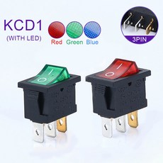 KCD 1 2 3 4 스위치 온 오프 SPST SPDT 토글 스위치 자동차 자동 보트 라운드 6 핀 LED 로커 스냅 AC 6A 250V 10A 125, 9.3PIN KCD1 LED - GREEN LED, 1개