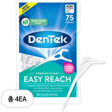 덴텍 컴플리트 클린 이지리치 어금니용 치간 치실, 7.5cm, 75개입, 4개