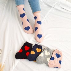 코코로맨틱 남녀공용 러블리 하트 양말 중목양말