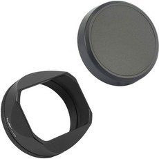 후지 X100VI 후지필름 파인픽스 X100V X100F X100S X100T X70 카메라 액세서리 실버 캡 및 49mm 어댑터 링 키트용 하우지 스퀘어 메탈 렌즈 후드, black