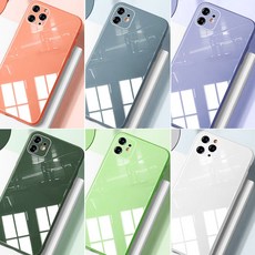 아이폰 12 pro 11 프로 max/미니 xs xr se2 7 8플러스 카메라보호 파스텔 글라스 강화유리 실리콘 케이스