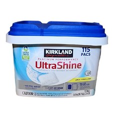Kirkland Signature 울트라샤인 디쉬워셔 레몬 시트러스 115 팩 세제 식기세척기 접시