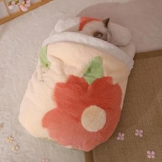 고양이숨숨집 대형터널 캣타워 일본 사쿠라 따뜻한 고양이 침대 침낭 깊은 수면 겨울 개 집 둥지 쿠션 베개 이동식 애완 동물 제품
