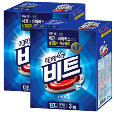 [B.cuz] 1+1 때가 쏙 비트! 가루 세탁세제 3kg, 2개입