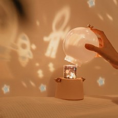 무드등 USB충전 오르골 LED무드등 스탠드, 카키(CX03)