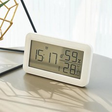 디지털온도계 LCD 대형 화면 디지털 알람 시간 날짜 온도 습도 책상 시계, 4.9032 dark green