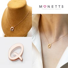 모네츠 14K 골드 사랑받은 알파벳 이니셜 Q 목걸이