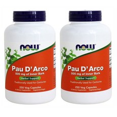 Now Foods (2개 구성) 나우푸드 포디알코 타히보 500mg 250캡슐 베타라파콘, 1mg, 2개