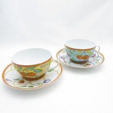 HERMES 헤르메스 시에스타 아일랜드 모닝 컵 &amp; 접시 2객 SM3516L1 【중고】, 1개