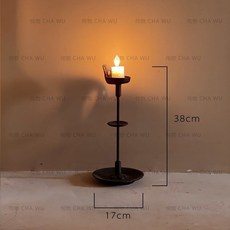 유럽풍 촛대 홀더 레트로 빈티지 인테리어 로마 양초캔들 철제 데스크탑 높이 25cm, 벤치 탑 방풍 직경 17 x 높이 38cm, 1개