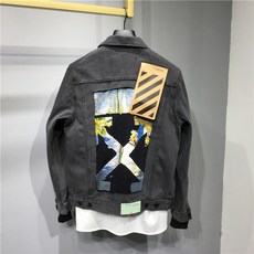 해외 남녀공용 오프화이트자켓 야구 야상 청자켓 테이프 에로우스타일 OFF OW WHITE 가을 겨울 19SS 모네 유화