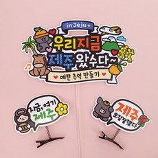 아티엔 방수 코팅 제주왔수다 제주도 제주 해녀 흑돼지 머리핀 토퍼, 제주여행토퍼 1개 + 머리핀 토퍼 2개