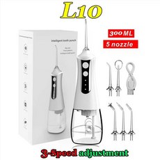 휴대용 치과 워터 제트 세정기 구강 관개 조절 물 치실 180ML IPX7 방수 치아 6 단 속도, L10 White, 1개
