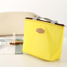 단색 휴대용 도시락 상자 콜드 쿨러 보온 가방 피크닉 핸드백 백, 04 yellow 1pc
