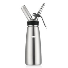 생크림휘핑기 카페 스테인레스 휘핑크림기 거품기 베이커리 스텐, 올 알루미늄 실버 500ml(스테인리스 노즐), 1개