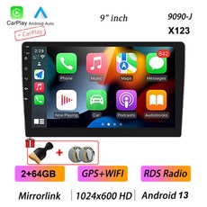 범용 자동차 라디오 GPS BT 멀티미디어 지능형 시스템 2Din 4GB 안드로이드 13 카플레이 7 인치 9 10, 9 inch 2 64GB, 1개