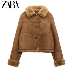 자라 ZARA 여자무스탕자켓 스웨이드 숏재킷 기모크롭자켓 15H1224 상품 이미지