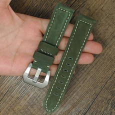 시계줄 남성 진피 밴드 그린색 실외 복고 말가죽 소프트 가죽벨트 26mm24 22