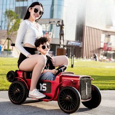 전동 유모차 자동차 푸쉬카 어린이 돌 선물 디트로네, 레드 (듀얼모터)
