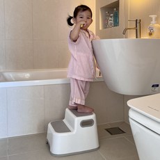 베비몽 논슬립 유아 디딤대 2단 아기 세면대 발판, 그레이, 1개