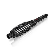 SwanMyst Curling Iron Brush Dual Voltage Travel-friendly 1.25 Inch Tourmaline Ceramic Ionic Hair C, Black, 상세 설명 참조0