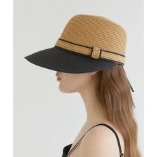 할렌 벨트 cloche 로고 팬던트 라피아 캡모자 C014 베이지 블랙