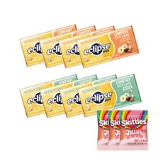 이클립스 플러스 허브캔디 꿀레몬향 30g 4개+배비파향 30g 4개 + 스키틀즈 젤리 3입 샘플팩, 8개