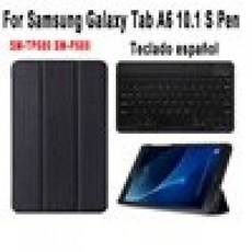 [해외] 스페인어 키보드 케이스 삼성 갤럭시 탭 A6 10.1 S 펜 SMP580 SMP585 P580 P585 스마트 커버 분리 키보드, 1개, Black