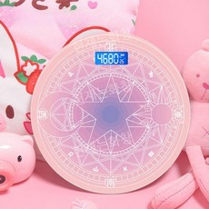 마법진체중계 가정용 몸무게저울 디지털 카드캡터체리, 그라데이션 보라색 USB 충전