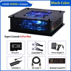 TSINGO Super Console X Pro Max 4K HD TV 비디오 게임 콘솔 PSP/PS1/N64/DC 용 듀얼 시스템 S905X CPU 70000 50 에뮬레이터, 08 64GB Wired black_03 UK