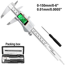 캘리퍼스 버니어캘리퍼스 스테인레스 스틸 하우징 디지털 캘리퍼 0-150mm 측정 도구, [02] Calipers box, 1개